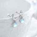 wholesale 925 Sterling Silver Blue Moonstone Crescent & Star Drop Earrings-0-2