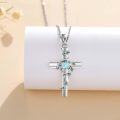 wholesale Sterling Silver Turquoise Moonstone Moss Agate Larimar Cross Necklace for Women-0-7
