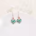 TOUPOP 925 Sterling Silver Crystal Rose Heart Drop Earrings-0-3