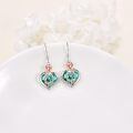 TOUPOP 925 Sterling Silver Crystal Rose Heart Drop Earrings-0-3