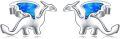 wholesale 925 Sterling Silver Winged Dragon Blue Opal Stud Earrings White Gold Plated-0-0