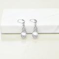 wholesale 925 Sterling Silver Celtic Knot Pearl Drop Dangle Earrings with Leverbacks-0-1