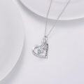 wholesale 925 Sterling Silver I Love You Heart Pendant with Moissanite and Cubic Zirconia Chain Necklaces for Women-0-4