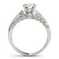 wholesale 14k White Gold Vintage Round Moissanite Engagement Ring With Marquise Milgrain Shoulders-0-2
