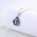 wholesale 925 Sterling Silver Blue Sunflower Moonstone Teardrop Pendant Necklace for Women and Girls-0-1