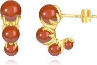 wholesale Metal Stone Sterling Silver Boho Hoop Earrings for Women-Garnet