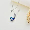 wholesale 925 Sterling Silver Blue Crystal Fox Head Pendant Necklace with Chain-0-2