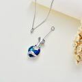 wholesale 925 Sterling Silver Blue Crystal Fox Head Pendant Necklace with Chain-0-2