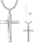 wholesale 925 Sterling Silver Cremation Memorial Cross Urn Pendant Necklace  for Men & Women w/ Gift Box and Funnel - Customizable Text on Back-0-5