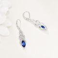 wholesale 925 Sterling Silver Blue Cubic Zirconia Celtic Knot Drop Earrings-0-1