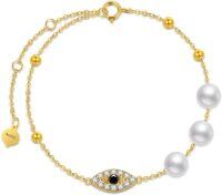wholesale 14K Gold Evil Eye Bracelet for Women 8 Protection Jewelry Gift-Yellow Gold