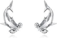 wholesale 925 Sterling Silver Hammerhead Shark Stud Earrings - Ocean Themed Beach  for Her-Hammerhead
