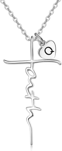 wholesale Sterling Silver Birthstone Faith Cross Pendant Necklace for Women-Q-Q