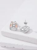 wholesale 925 Sterling Silver Easter Bunny Basket Stud Earrings - Cute Animal  for Women-0-4