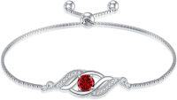 wholesale Sterling Silver Birthstone Dainty Infinity Bracelet for Women-01-Jan.-Garnet