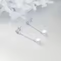 wholesale 925 Sterling Silver Round White Freshwater Pearl Dangle Earrings Wholesale for Women-0-2