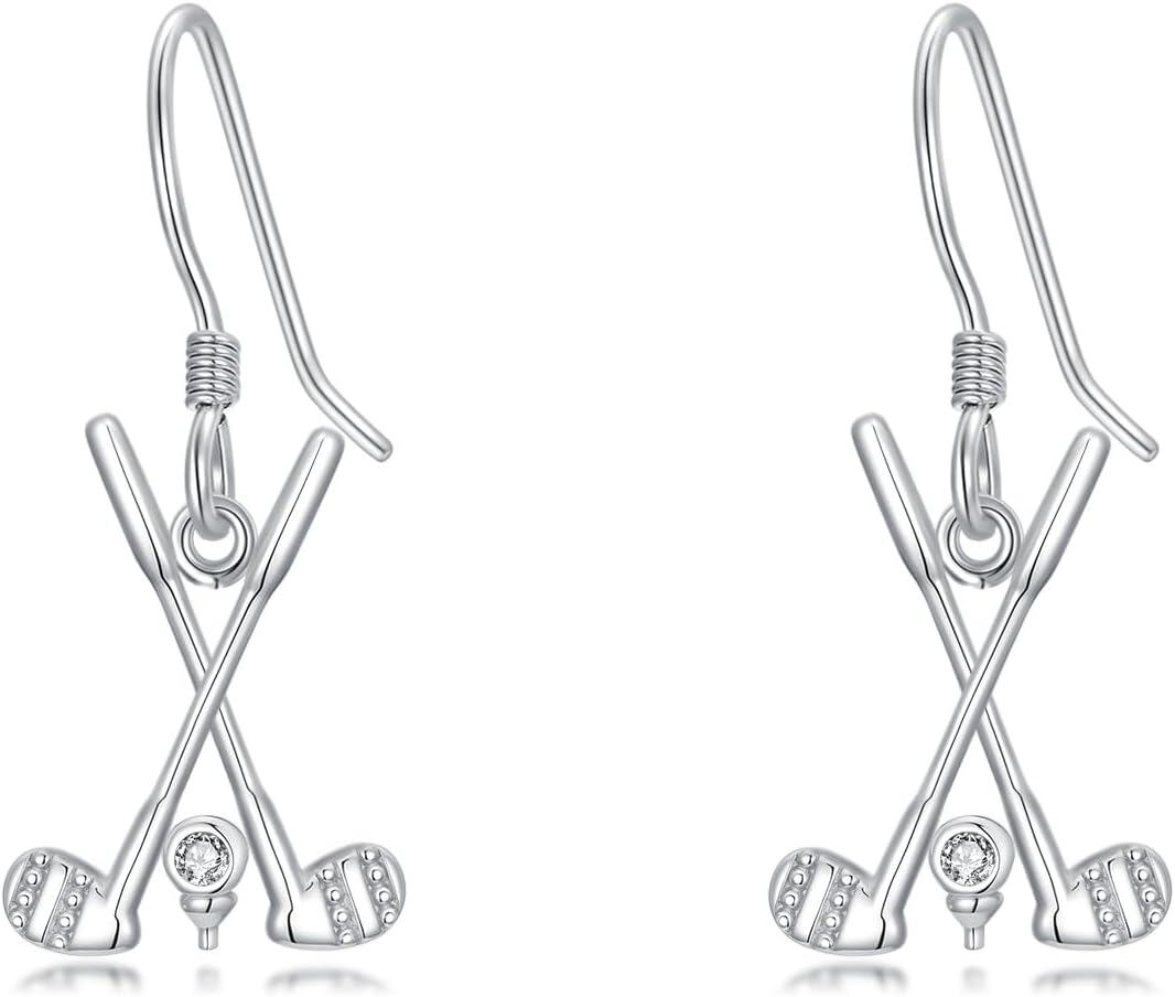 wholesale 925 Sterling Silver & White Zircon Golf Club Earrings with Enamel Ball for Women 16x12mm-0-0