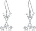 wholesale 925 Sterling Silver & White Zircon Golf Club Earrings with Enamel Ball for Women 16x12mm-0-0
