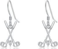 wholesale 925 Sterling Silver & White Zircon Golf Club Earrings with Enamel Ball for Women 16x12mm-Golf