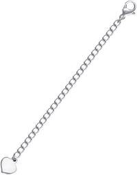 wholesale 14K Gold Heart Charm Adjustable Chain Extension with Lobster Clasp - Fits Necklaces & Anklets-White