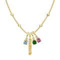 wholesale 925 Sterling Silver Mama Birthstone Charms Pendant Necklace On Beaded Chain-0-0