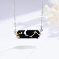 wholesale 925 Sterling Silver Crescent Moon Star Constellation Black Onyx Two Tone Pendant Necklace-0-3