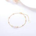 wholesale 14k Solid Gold Dainty Pearl/Leaf Bracelet for Women Anniversary  for Wife/Mom 8.1inch-0-1