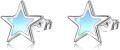wholesale 925 Sterling Silver White Opal Crescent Moon & Star Stud Earrings Celestial s for Women Girls-0-7