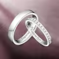 TOUPOP Sterling Silver Moissanite Couples Rings Set Engraved Name-0-4