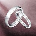 wholesale TOUPOP Personalized Custom Moissanite Couples Rings Set For Him And Her Moissanite Wedding Bands For Couples 925 Sterling Silver Engraved Name Engagement Ring Anniversary Valentine's Day Jewelry Gift -0-4