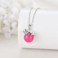 wholesale 925 Sterling Silver Pink Jade Cat Pendant Necklace Animal s for Women-0-3