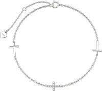 wholesale 18K White Gold Plated Sideways Cross CZ Ankle Anklet for Women - Adjustable Length: 7-9 Inches-White Gold