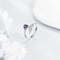 wholesale 925 Sterling Silver White Opal Leaf Heart Adjustable Open Ring Women-0-3