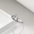 TOUPOP Sterling Silver Opal Wolf Rings Moon Howling Jewelry Gift-0-3