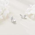 wholesale 925 Silver 15mm Pearl Stud Earrings with Leaf Pattern - Elegant Gift for Women-0-1
