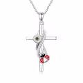 TOUPOP 925 Sterling Silver Crystal Cross Animal Necklace-0-0