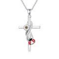 TOUPOP 925 Sterling Silver Crystal Cross Animal Necklace-0-0