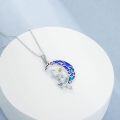 wholesale 925 Sterling Silver Blue Enamel Mermaid Heart Pendant Necklace Gifts for Women-0-4
