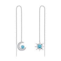 wholesale 925 Sterling Silver Turquoise Sun & Moon Threader Dangle Earrings-B-Turquoise+sun and moon