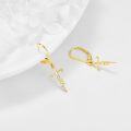 wholesale 14K Gold  Cross Drop Earrings with Lotus and Sunflower Design-0-4