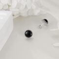 wholesale 925 Sterling Silver Classic Round Black Pearl Earrings-0-2