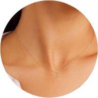 wholesale 14K Gold Plated 925 Sterling Silver A B E L R Tiny Letter Choker Necklace-Letter E