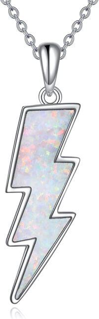 wholesale 925 Sterling Silver White Opal Lightning Bolt Reversible Boomerang Pendant Necklaces - Minimalist s for Women & Girls-lightning bolt