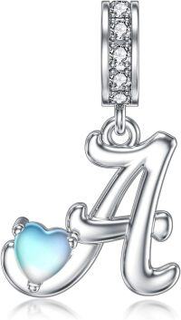 wholesale 925 Sterling Silver Blue Heart & Initial Charm Pendant Necklace Gift Set-A-Alphabet