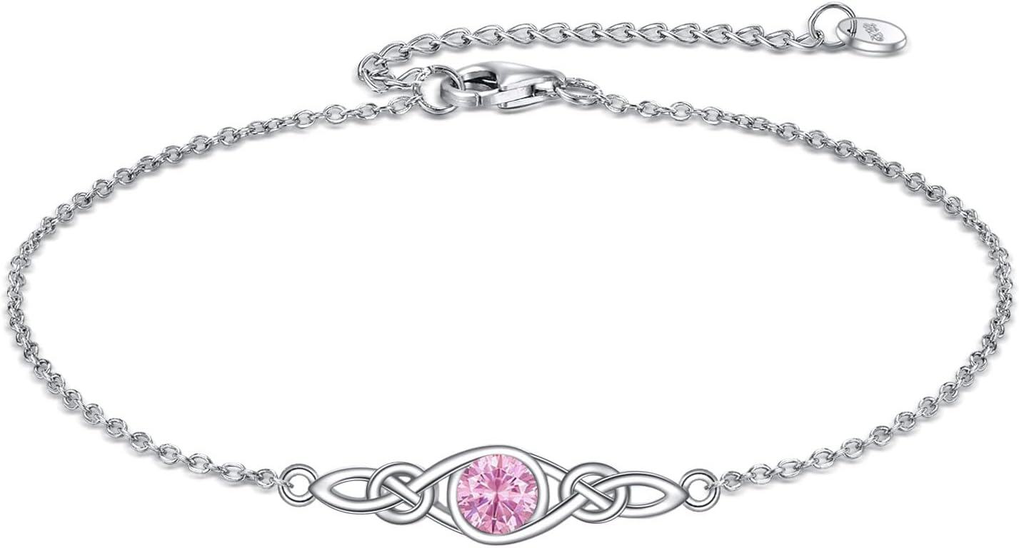 wholesale Sterling Silver Celtic Knot Bracelet w Mustard Seed Moonstone Birthstone-B-10-October