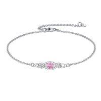 wholesale 925 Sterling Silver Celtic Knot Bracelet w Mustard Seed Moonstone Birthstone-B-10-October