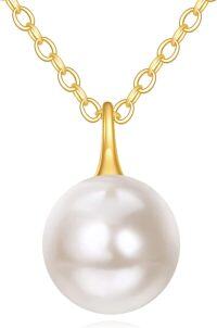 wholesale 14K Gold Freshwater Pearl Pendant Necklace with Chain for Women - Elegant  (Length: Adjustable)-6mm Pearl Necklace