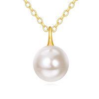wholesale 14k Gold White Pearl Pendant Necklace Elegant Solitaire Chain Jewelry For Women-6mm Pearl Necklace