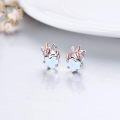 wholesale 925 Sterling Silver Heart-Shaped Opal Unicorn Stud Earrings for Kids & Adults-0-2