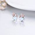 wholesale 925 Sterling Silver Heart-Shaped Opal Unicorn Stud Earrings for Kids & Adults-0-2